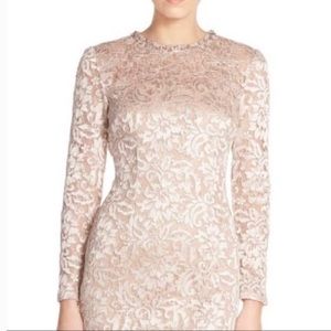 Carmen Marc Valvo Infusion Embellished Lace Dress